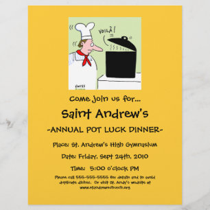 Humourous Chef Cartoon Restaurant Charity Banquet Flyer