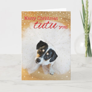 Humourous Christmas Card - Dog Wearing a Tutu