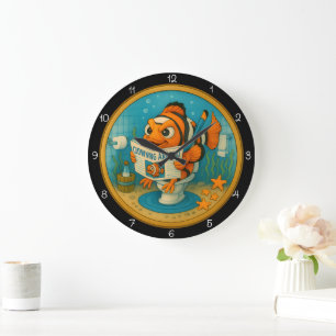 Humourous Clownfish Bathroom Large Clock