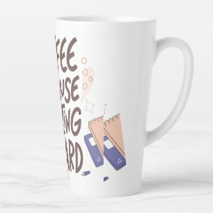 Humourous Coffee and Adulting Text Graphic Latte Mug
