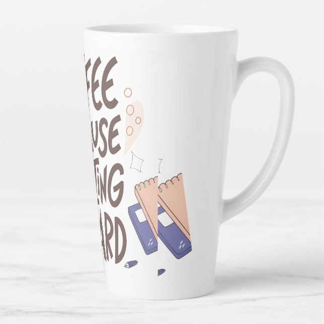 Humourous Coffee and Adulting Text Graphic Latte Mug (Right)