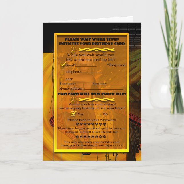 Humourous computer birthday card (Front)