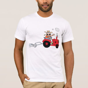 Humourous Country Farmer Tractor Cartoon T-Shirt