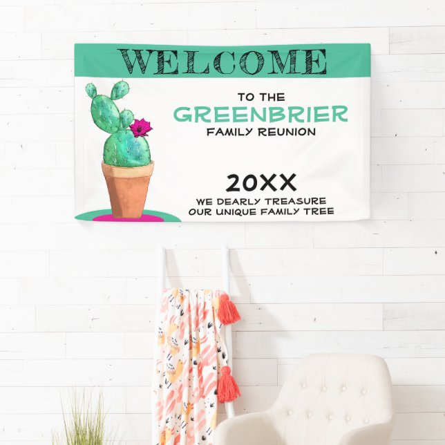 Humourous Custom Welcome Family Reunion Cactus Banner (Insitu)