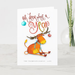Humourous Cute Oh Deer What A Year Holiday Card