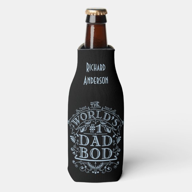 Humourous Dad Bod Funny Fathers Day Personalised Bottle Cooler (Bottle Front)