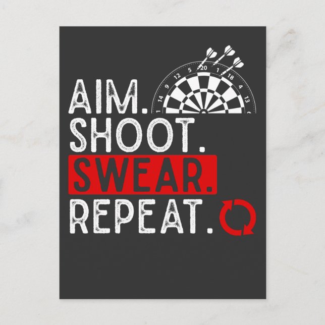 Humourous Darts Problems Dartboard Fun Hobby Dart  Postcard (Front)