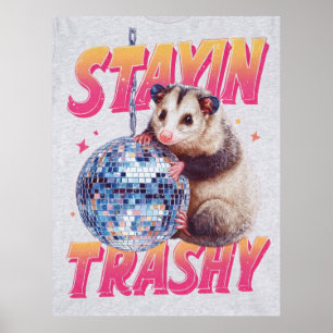Humourous Disco Opossum Typography Graphic Poster