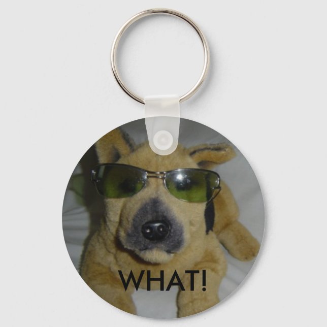 Humourous Dog in Glasses Key Ring (Front)