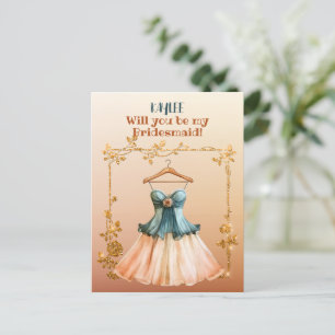 Humourous Dress Will You Be My Bridesmaid Invitation Postcard