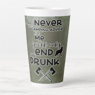 Humourous Drunk Camping Theme Latte Mug
