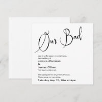 Humourous, Elegant "Our Bad" Postponed Wedding Car