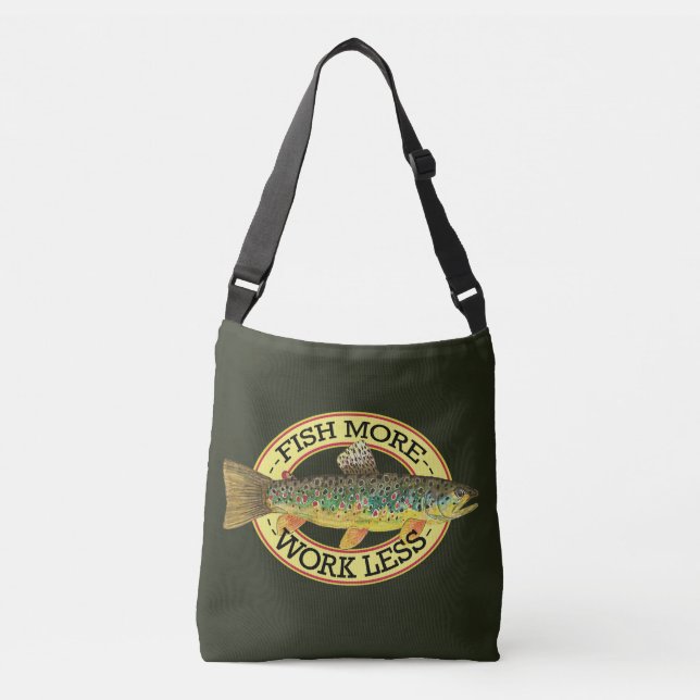 Humourous Fish More Trout Fishing Crossbody Bag (Front)