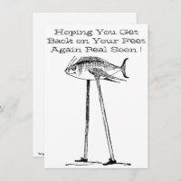 Humourous Fish on Stilts with Shoes Get Well Card