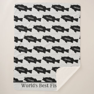 Humourous Fish Pattern World's Best Fisherman Sherpa Blanket