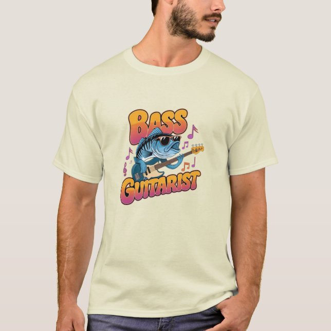 Humourous Fishing Art: Bass Designs T-Shirt (Front)
