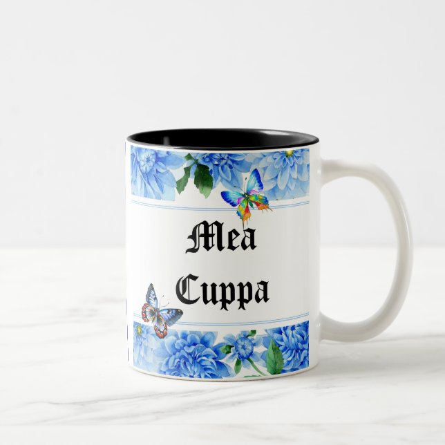 Humourous Floral Catholic Mea Cuppa Two-Tone Coffee Mug (Right)