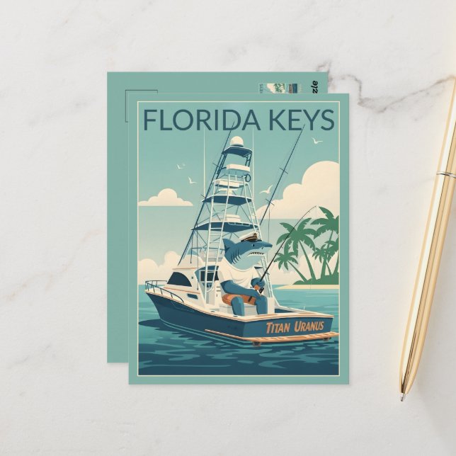 Humourous Florida Keys WPA Art Postcard (Front/Back In Situ)