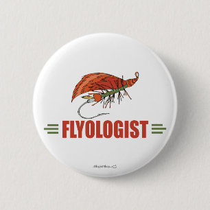 Humourous Fly Tying, Fly Fishing 6 Cm Round Badge