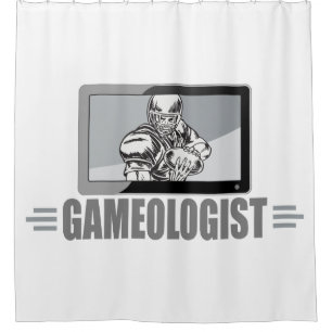 Humourous Football Fanatic Watching Games on TV Shower Curtain