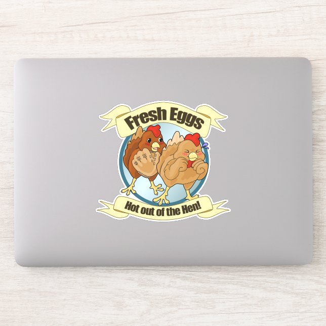 Humourous Fresh Eggs Sticker (Computer)