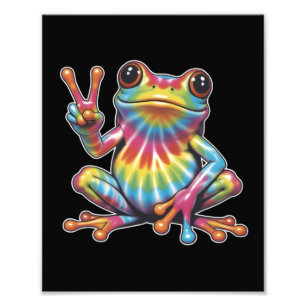 Humourous Frog Lover Tie-Dye Frog Peace Sign Hippi