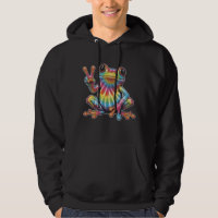 Humourous Frog Lover Tie-Dye Frog Peace Sign Hippi