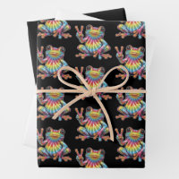 Humourous Frog Lover Tie-Dye Frog Peace Sign Hippi