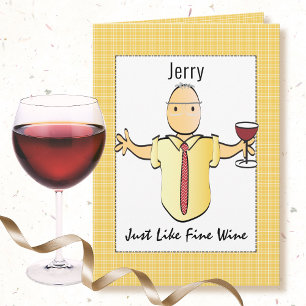 Humourous Fun Male Cartoon Red Wine Birthday  Card