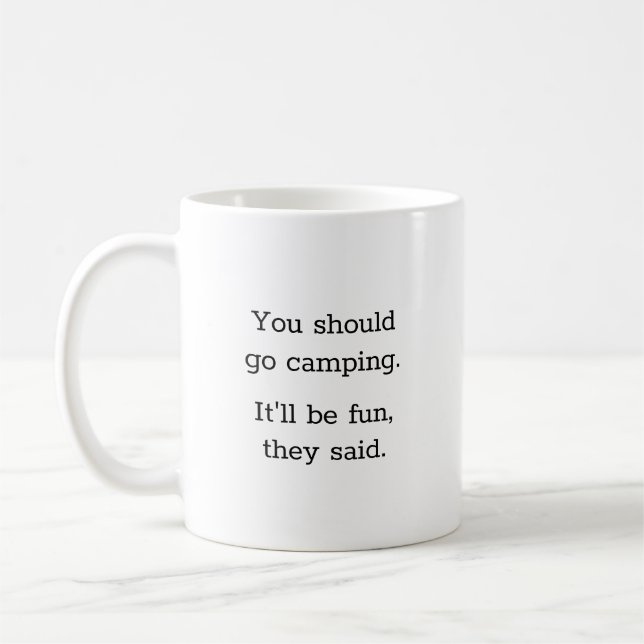 Humourous Funny Camping Coffee Mug (Left)