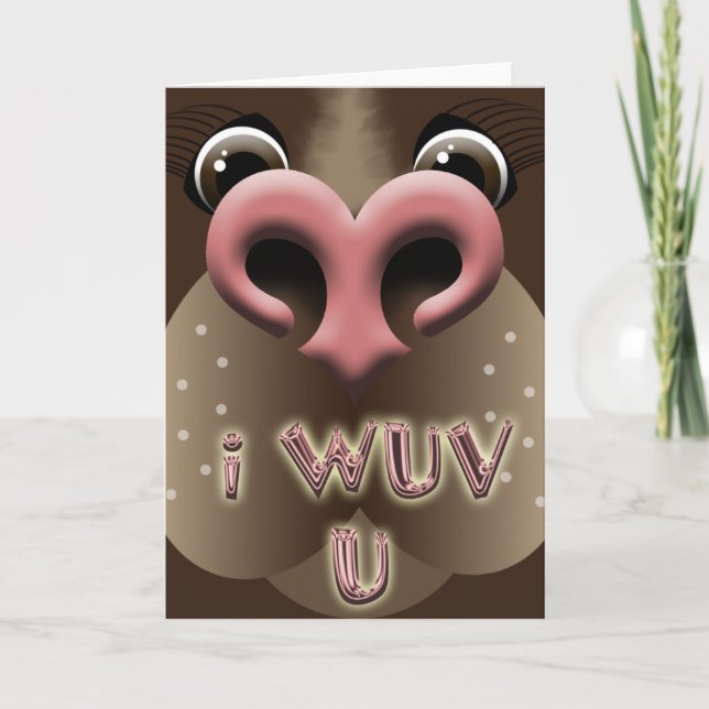 Humourous Funny Dog Wuv Valentine Greeting Card (Front)