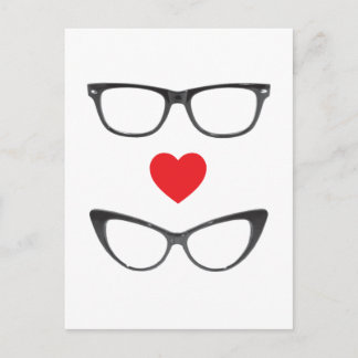 Humourous Geek Love - Heart & Eyeglasses Postcard