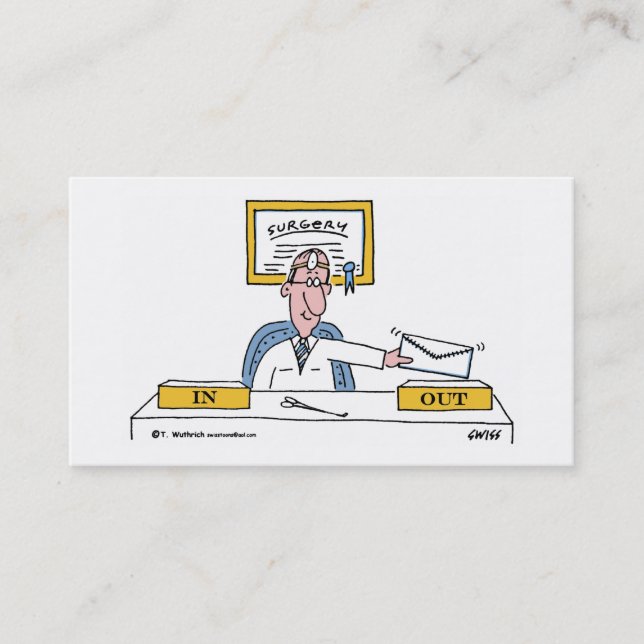 Humourous General Surgeon Cartoon Appointment or Business Card (Front)
