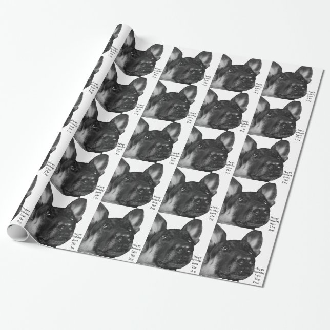 Humourous German Shepherd Wrapping Paper (Unrolled)
