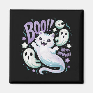 Humourous Ghost Cat Boo Kitty Halloween Magnet