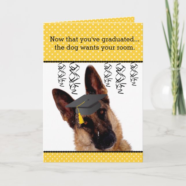 Humourous Graduation Card with German Shepherd (Front)