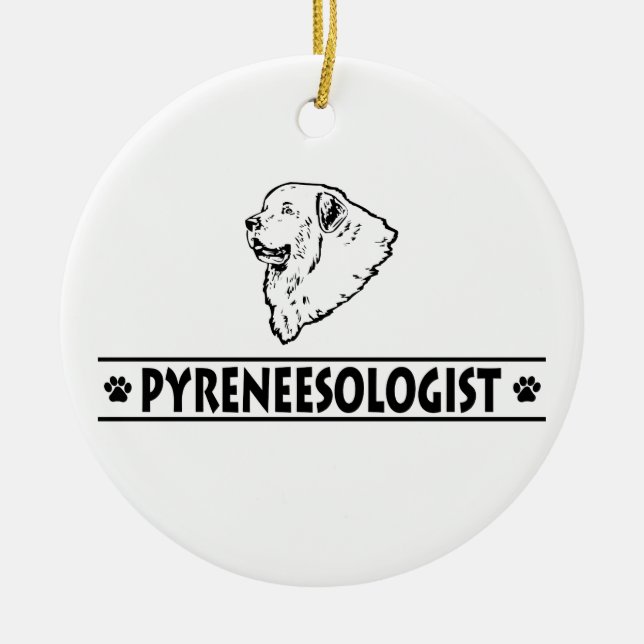 Humourous Great Pyrenees Ceramic Tree Decoration (Front)