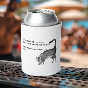 Humourous Grey Whimsical Cat Egyptian Mau Can Cooler