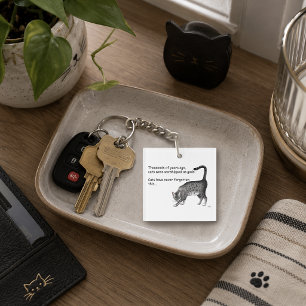 Humourous Grey Whimsical Cat Egyptian Mau Key Ring