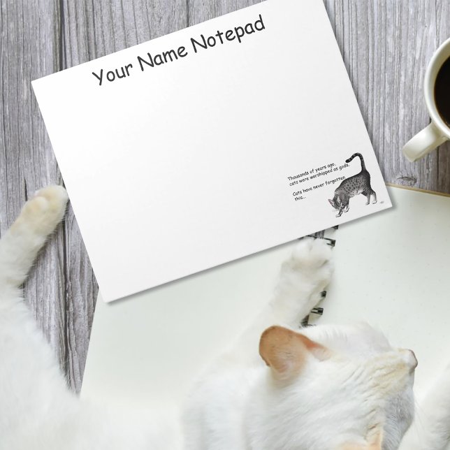 Humourous Grey Whimsical Cat Egyptian Mau Notepad (Creator Uploaded)