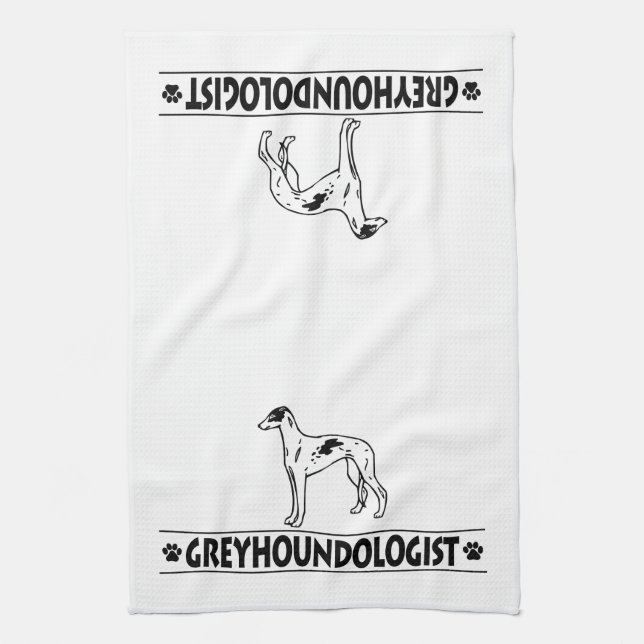 Humourous GREYHOUND DOGS Tea Towel (Vertical)