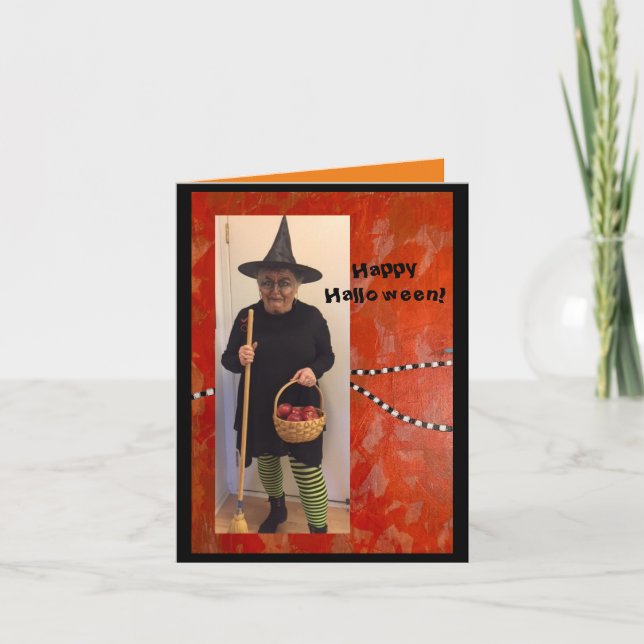 Humourous Halloween Witch Folded Greeting Card (Front)
