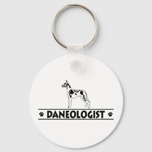 Humourous Harleqhin Great Dane Key Ring