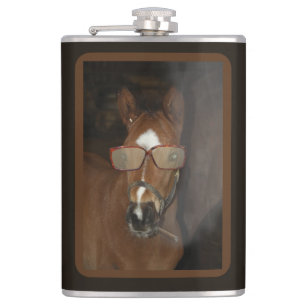 Humourous Horse Foal Smoking Cigar Drink Flask