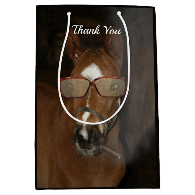 Humourous Horse Foal Smoking Cigar Gift Bag (Front)