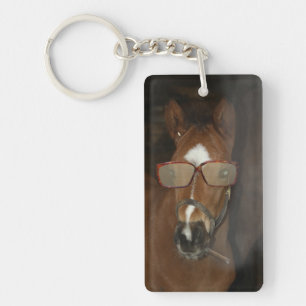 Humourous Horse Foal Smoking Cigar Keychain