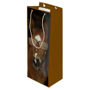 Humourous Horse Foal Smoking Cigar Wine Gift Bag