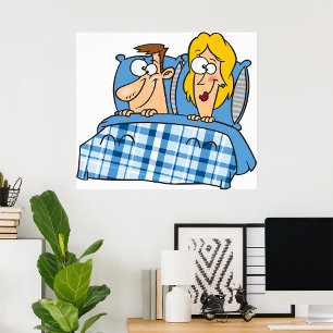 Humourous Husband and Wife Bedtime Poster