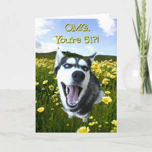 Humourous Husky Cute Happy 51st Birthday Card