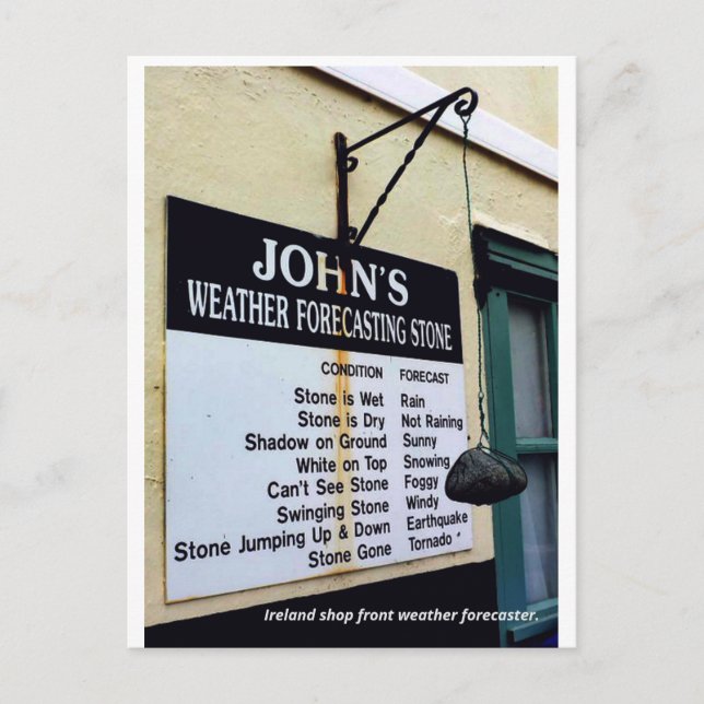 Humourous Ireland  Weather forecasting stone Postcard (Front)